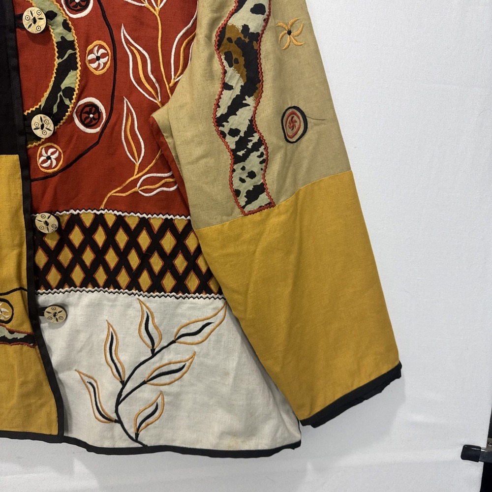 VTG Indigo Moon Patchwork Embroidered Wearable Art Jacket‎ Womens 1X Multi Color - Picture 6 of 11